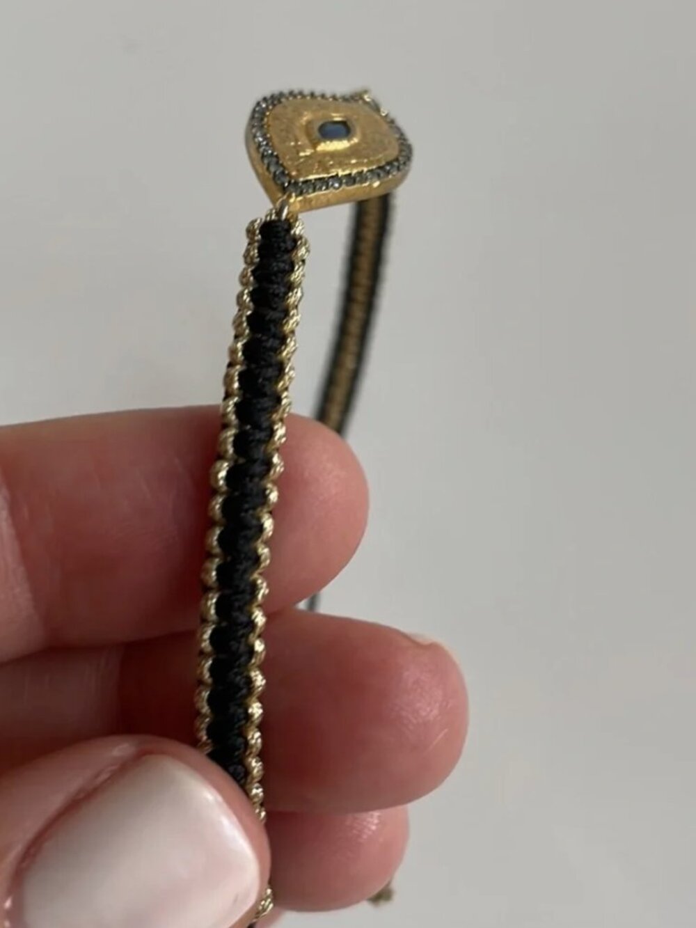 TAI Gold Evil Eye Bracelet in Black/Gold with Adjustable Strap - Picture 6 of 8